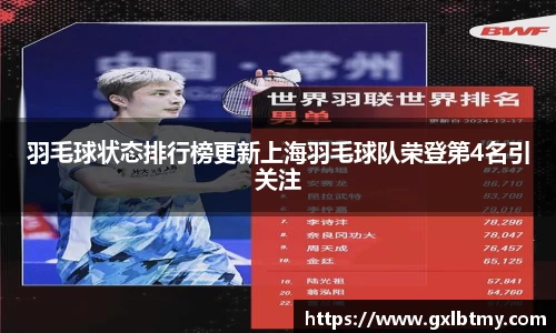 羽毛球状态排行榜更新上海羽毛球队荣登第4名引关注