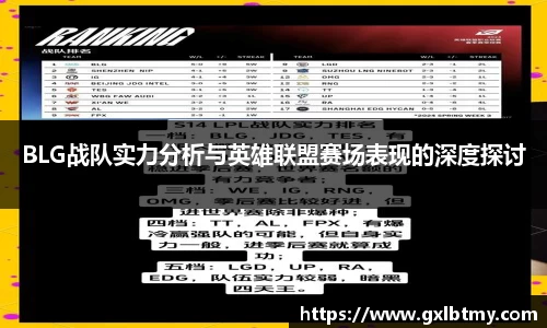 BLG战队实力分析与英雄联盟赛场表现的深度探讨